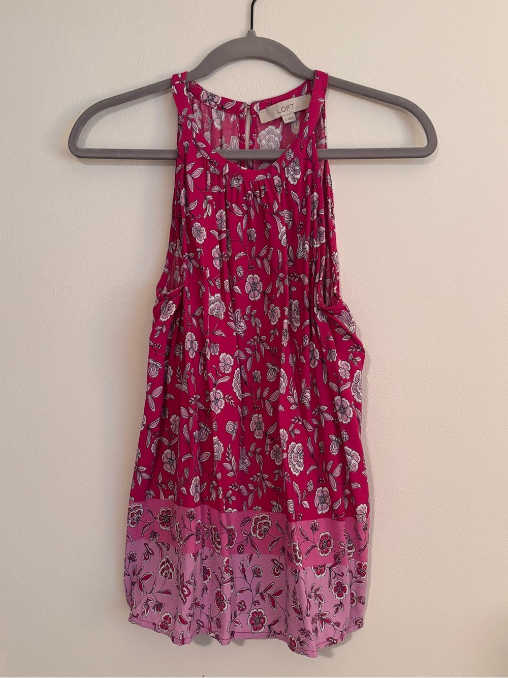 LOFT Fuchsia Pink Floral Halter Tank